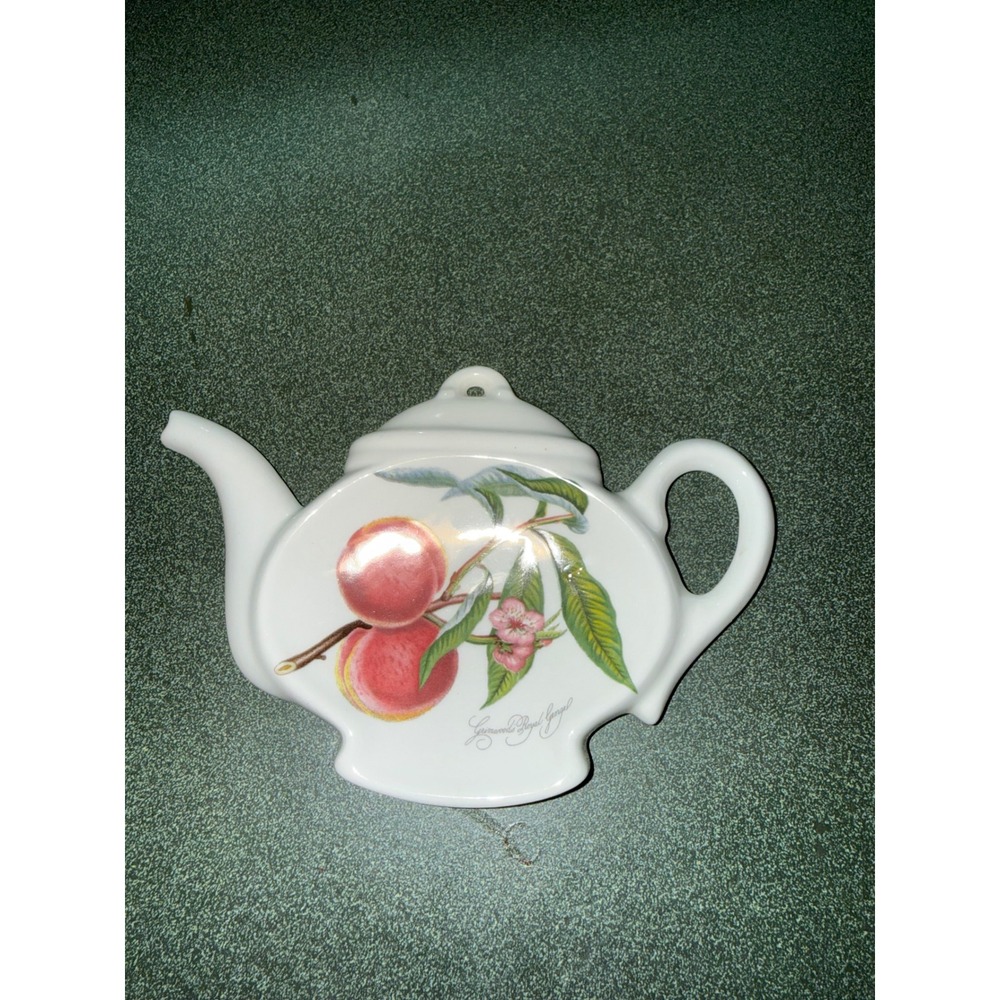 Portmeirion Pomona Tea Bag Holder Teapot Shape Grimwoods Royal George Peach